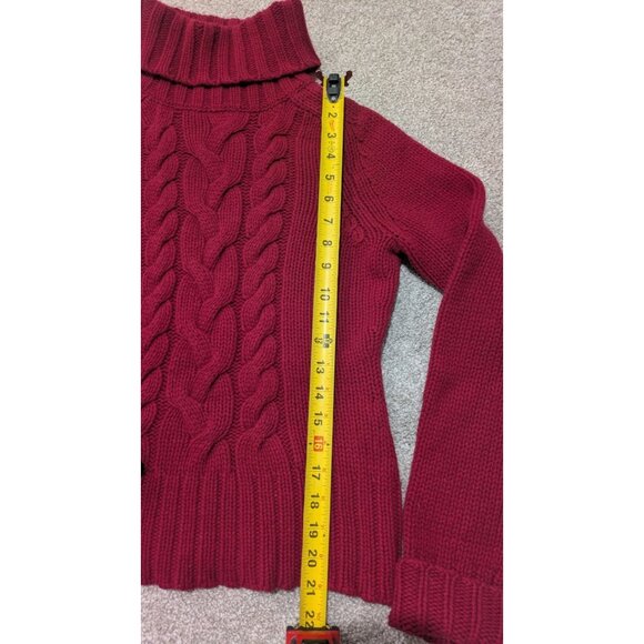 Express Womens Cable Knit Turtleneck Sweater Medium Wool Cashmere Red Cable Knit - Picture 5 of 7
